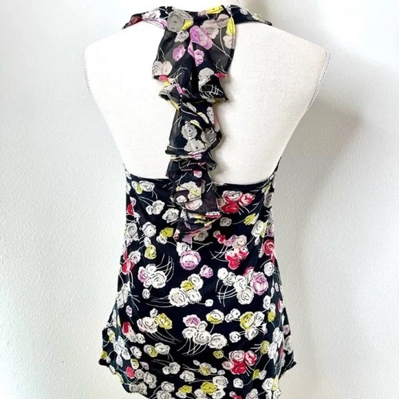Anthropologie Ric Rac Sleeveless Ruffled Back Floral Top SZ Small - Picture 2 of 4